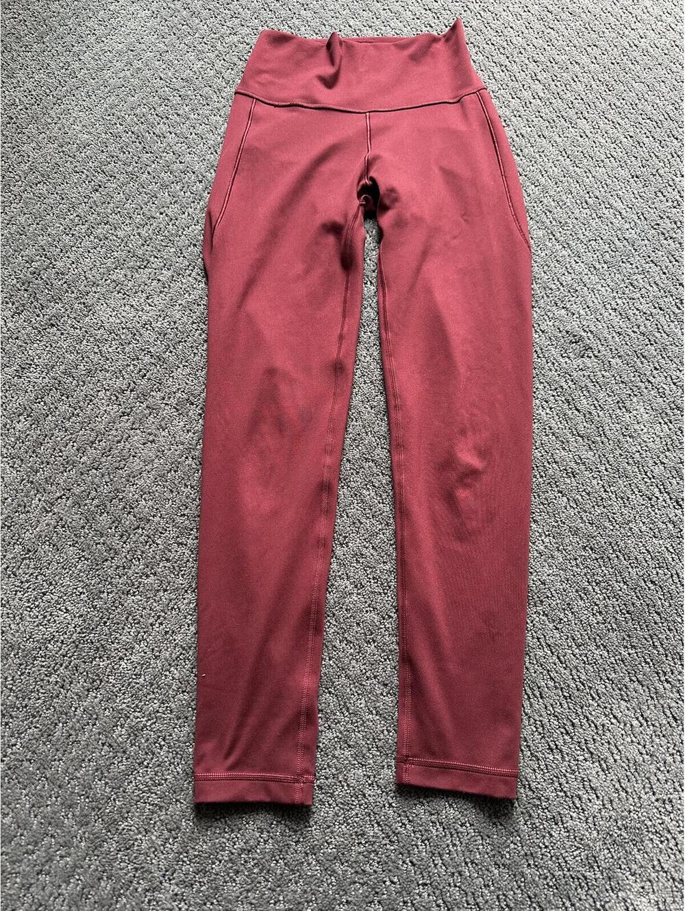 Adidas High Rise Burgundy Leggings Womens Small Athletic Yoga Pants